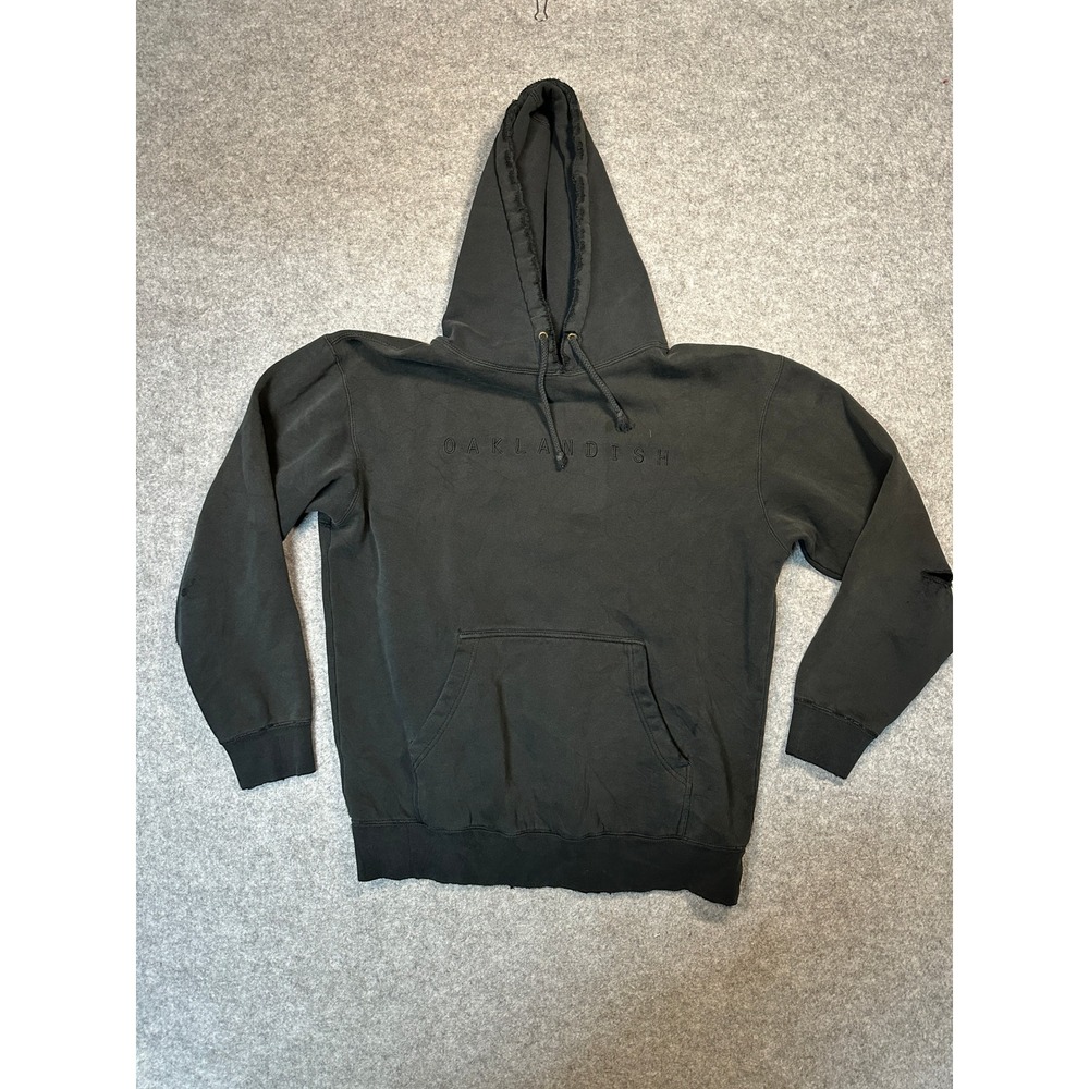 Oaklandish Classic Pullover Hoodie Medium Black Distressed Cotton Blend